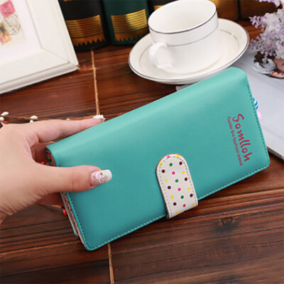 

2017 Korean version of the small beads ornaments lovely wave point inside the two fold buckle zipper long wallet