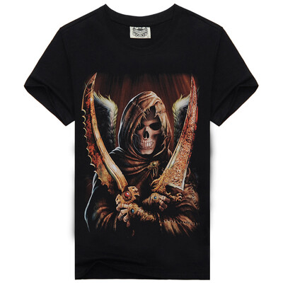 

Mens Black 3D Graphics Printed Rock Skull Pattern Short Sleeve T-Shirt Top Tee Shirt M-XXXLSkull Devil King