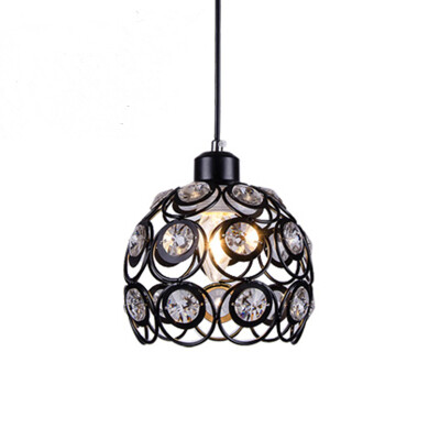 

BOKT Antique Black Metal Crystal Pendant Light Kitchen Island with 1 E26 Bulb Socket 40W Painted Finish