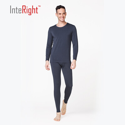 

INTERIGHT autumn&winter clothing Qiuqi men base round neck thermal underwear suit black L