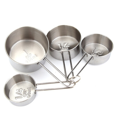 

[Jingdong Supermarket] Germany Fakelman Fackelmann baking tools 4 pieces of stainless steel solid measuring belt with a measuring cup FKMA016