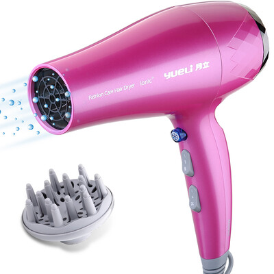 

Yueli hair dryer home HD-052P thermostat hair care hot&cold wind power 4 times negative ion pink
