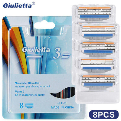 

Giulietta Razor Blade 8 pcs Lot High Quality Shaving Razor For Men Stainless Steel Material 3 Layer Blades GF1523