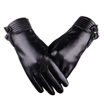 

Ladies touch screen bowknot cute no down velvet mouth open bike line autumn and winter plus cashmere lady gloves
