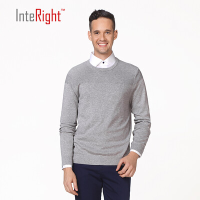 

INTERIGHT cotton net color dark jacquard round neck men &39s sweater flower gray L code