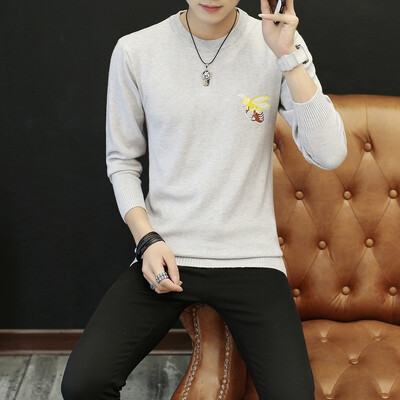 

2017 autumn and winter new round neck men's sweater casual Slim men's sweater as gift for men