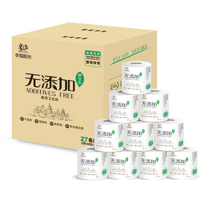 

Happy sun no added roll paper 3 layer 180g 27 rolls of toilet paper FCL sales original ecology without adding no toilet