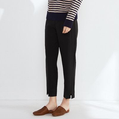 

City plus CITYPLUS 2017 autumn and winter new women's art wild nine straight straight trousers mouth split fork pants CWKX179367 gray L