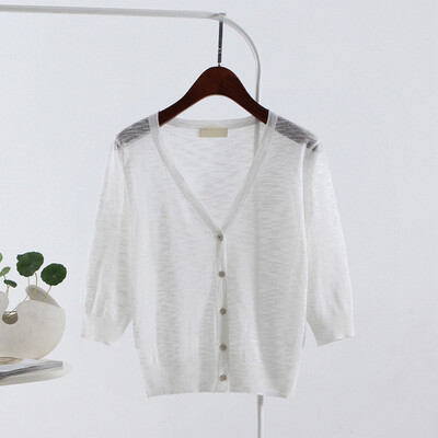 

Summer women 's thin section of linen sweater women' s chest air - conditioned shirt