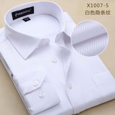 

Men Long Sleeve Shirt White Collar Fashion Profession Solid Color Spring Autumn