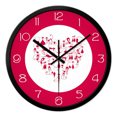 

Momen wall clock creative living room mute 12 inch romantic art wall clock bedroom creative heart tree happiness tree mute clock quartz clock H4013 black