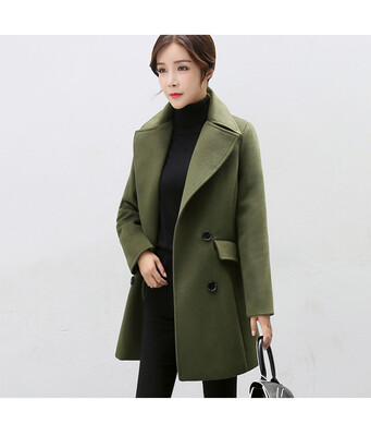 

2017 new long-sleeved long-sleeved thin hair coat jacket women's woolen coat