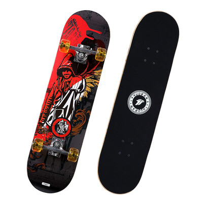

Sports Partners MOTION PARTNER Skateboard for beginners Men&women Adult Children Street brush Maple double-fingered board Long board candy bar Skull
