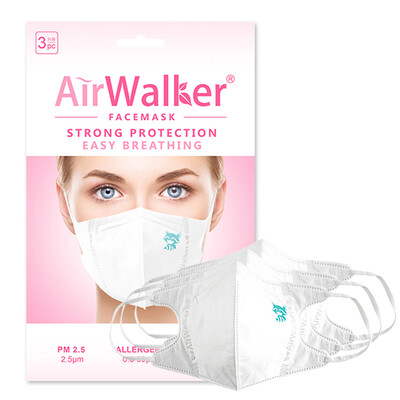 

Fresh Walker Airwalker KN95 Ms protective masks PM25 anti-haze dust US import filter pink ear style 3 Pack