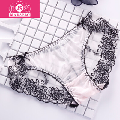 

Madallo Ladies Underwear Sexy Lace Underwear Women Transparent Mesh Yarn Pants