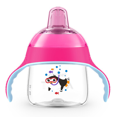 

Philips AVENT 200ml Cartoon Penguin Cup Learning Cup Baby Cup Pink Flexible Soft Mouth SCF75132
