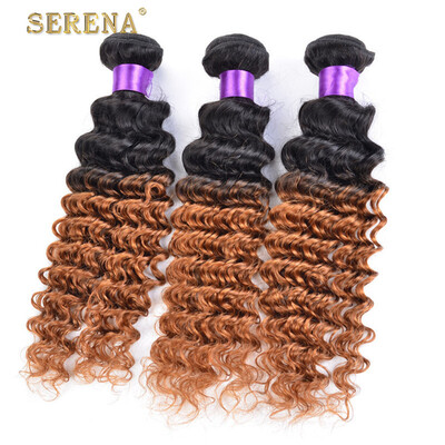 

Malaysian Remy deep Curly Hair 3 Tone Ombre 1b/30 Hair Bundles No Tangle 100% Human Hair Weave 8-30 inches No Shed