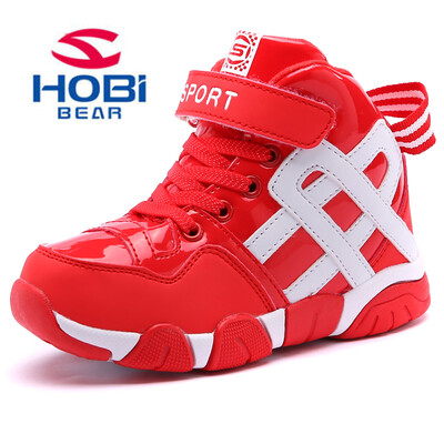 

HOBIBEAR Kids Shoes Toddler Boys Shoes Winter 2016 Leather Plush Sports Basket Children Shoes Girls Shoes AW3229