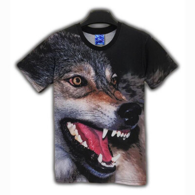 

3D Printed T-shirts Men Short sleeve Blouse Hipster Costume Boys Tops -Hungry Wolf