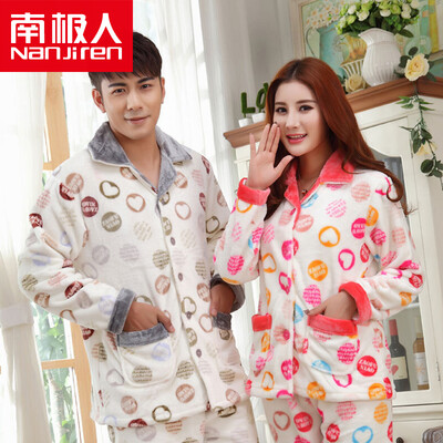 

Nanjiren men&women home pajamas flannel pajamas long sleeve coral cashmere