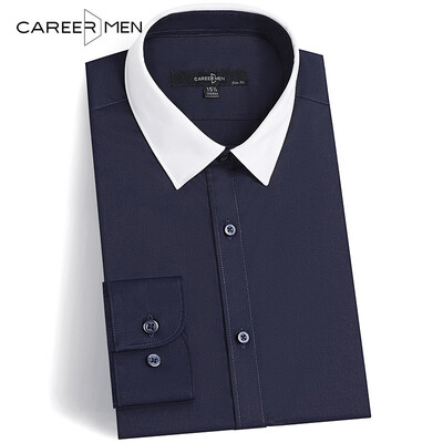 

CareerMen Mens Fashion Slim Fit Non Iron Twill Contrast Collar Long Sleeve Dress Shirt