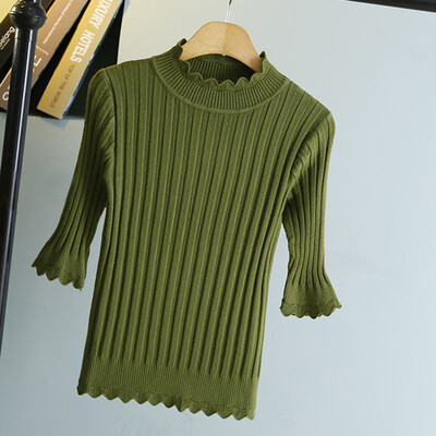 

Women High Collar Sweaters Slim Warm Bottoming Sweater Knitted Pullover