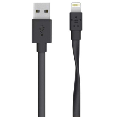 

BELKIN Apple MFi Certification Lightning to USB Flat Cable for iPhone7 7Plus 8 X iPad Pro Black 12m