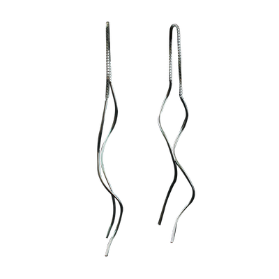 

Luo Linglong s925 sterling silver earrings female curved curved ear line anti-allergic earrings earrings temperament simple person
