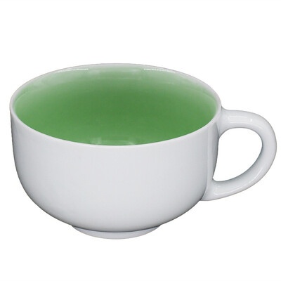 

A pot of coffee cups ceramic cups (250ml) white porcelain firing candy series - grass green