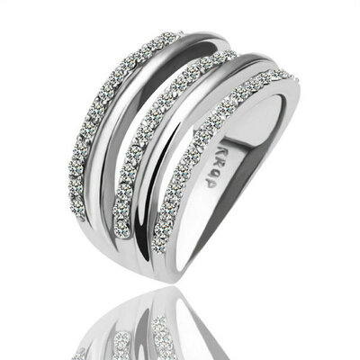 

Yoursfs® 18K Rose Gold Plated Triple Line Crystal Bridal Ring Используйте австрийское свадебное обручальное кольцо