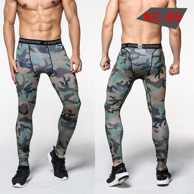 

Men Compression Pants Tights Casual Bodybuilding Mans Trousers Brand Camouflage Army Green Skinny Leggings