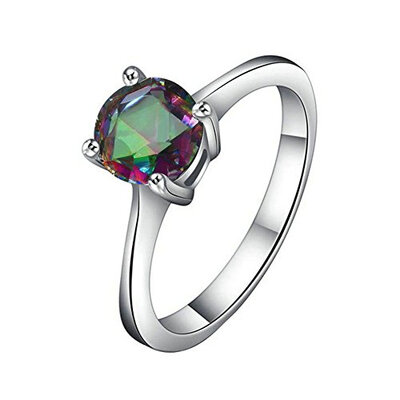 

Yoursfs Mystic Topaz Ring For Women Simple Engagement 18K White GP Fashion Jewelry