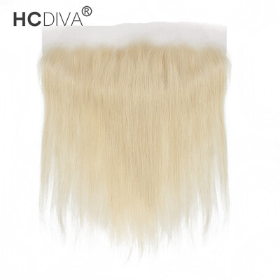 

HCDIVA Hair 613 Blonde Lace Frontal Closure Brazilian Straight Human Hair Free Part Pre Plucked Ear To Ear Frontal Light Blonde