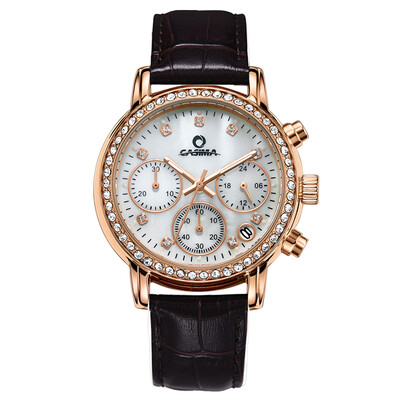 

Fashion Luxury brand watches women Elegent leisure gold crystal womens quartz wrist watch red leather waterproof CASIMA 2603