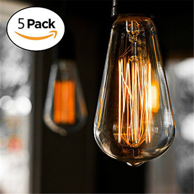 

5Pack Эдисон Лампочка Античный стиль Vintage Style Янтарный Теплый Dimmable используемый для домашнего или коммерческого украшения