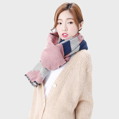 

Aikewa IKEWA A006 imitation cashmere scarf ladies autumn&winter new thick warm diamond lattice to increase imitation wool scarf collar air conditioning shawl pink