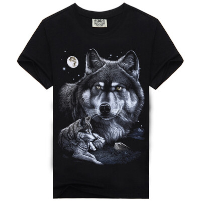 

Mens Black 3D Graphics Printed Rock Skull Pattern Short Sleeve T-Shirt Top Tee Shirt M-XXXLNight Wolf