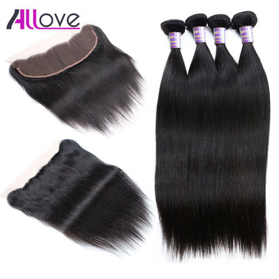 

Peruvian Straight Lace Frontal Closure With Bundles 7A Virgin Hair Straight With Closure Human Hair Lace Frontal With Baby Hair