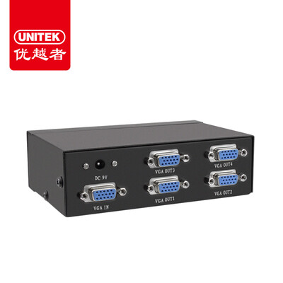 

Superior UNITEK VGA splitter one four high-definition video 1 into the 4 out of the screen into a four dividers VGA monitor video expander U-8707