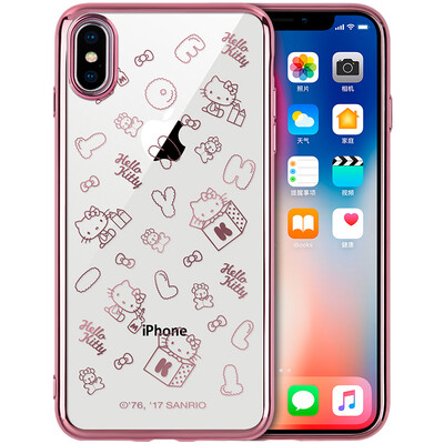 

Hello Kitty iphoneX телефон оболочка / защитный рукав мультфильм DROP прозрачной мягких силиконовых рукавов крышка гальванического письма Kitty