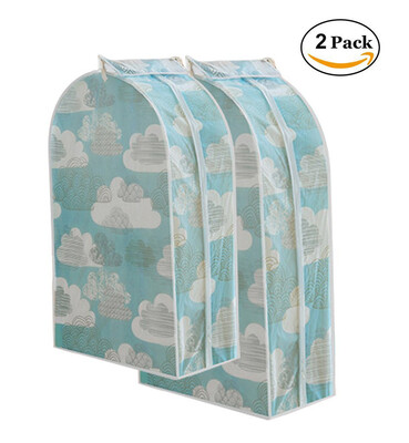 

2 Pack Large&Small Cute Clothes Organizer Dress Dustproof Storage Zipper Bags Protector Clouds