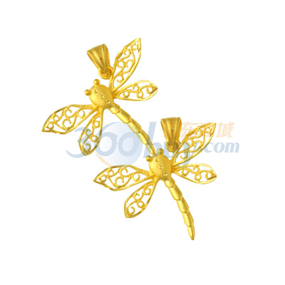 萃华金店千足金黄金精品金丝蜻蜓吊坠(佩金项链) 5.95g