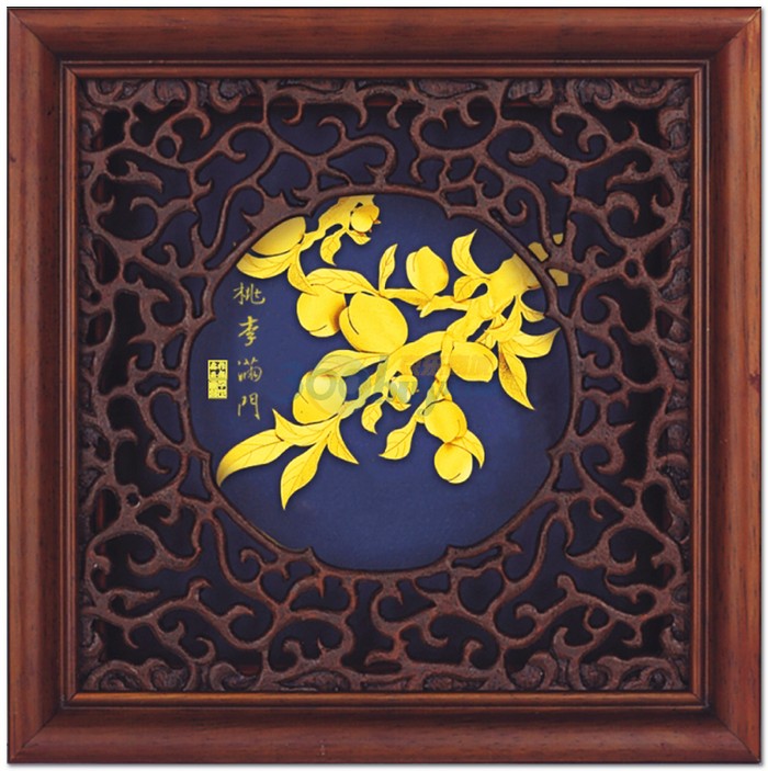 【永隆铸金金箔画】永隆铸金24k纯金金箔画桃李满门-古窗花【行情