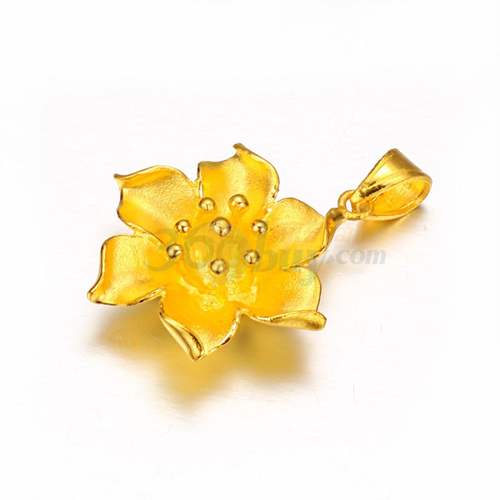 萃华金店千足金黄金精品兰质蕙心吊坠 4.49g