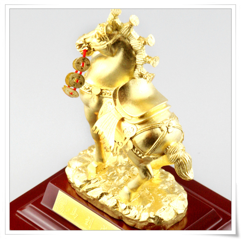 sunshow闪烁珠宝千足金铸金摆件马到成功