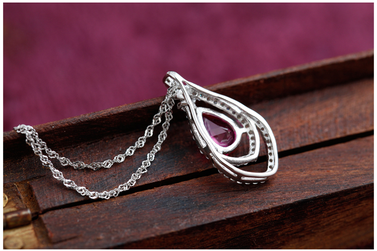 1000s s925纯银镶嵌极品红钢玉吊坠 女神之泪(赠s925纯银项链一条)