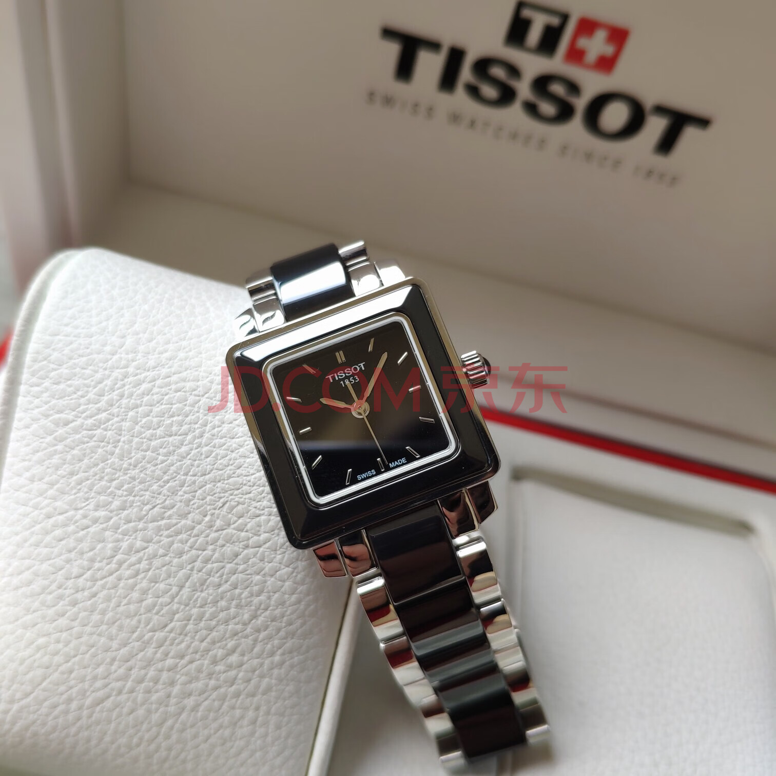 服装百货天梭t064陶瓷方形石英女表一块黑色陶瓷款正品61包邮标8