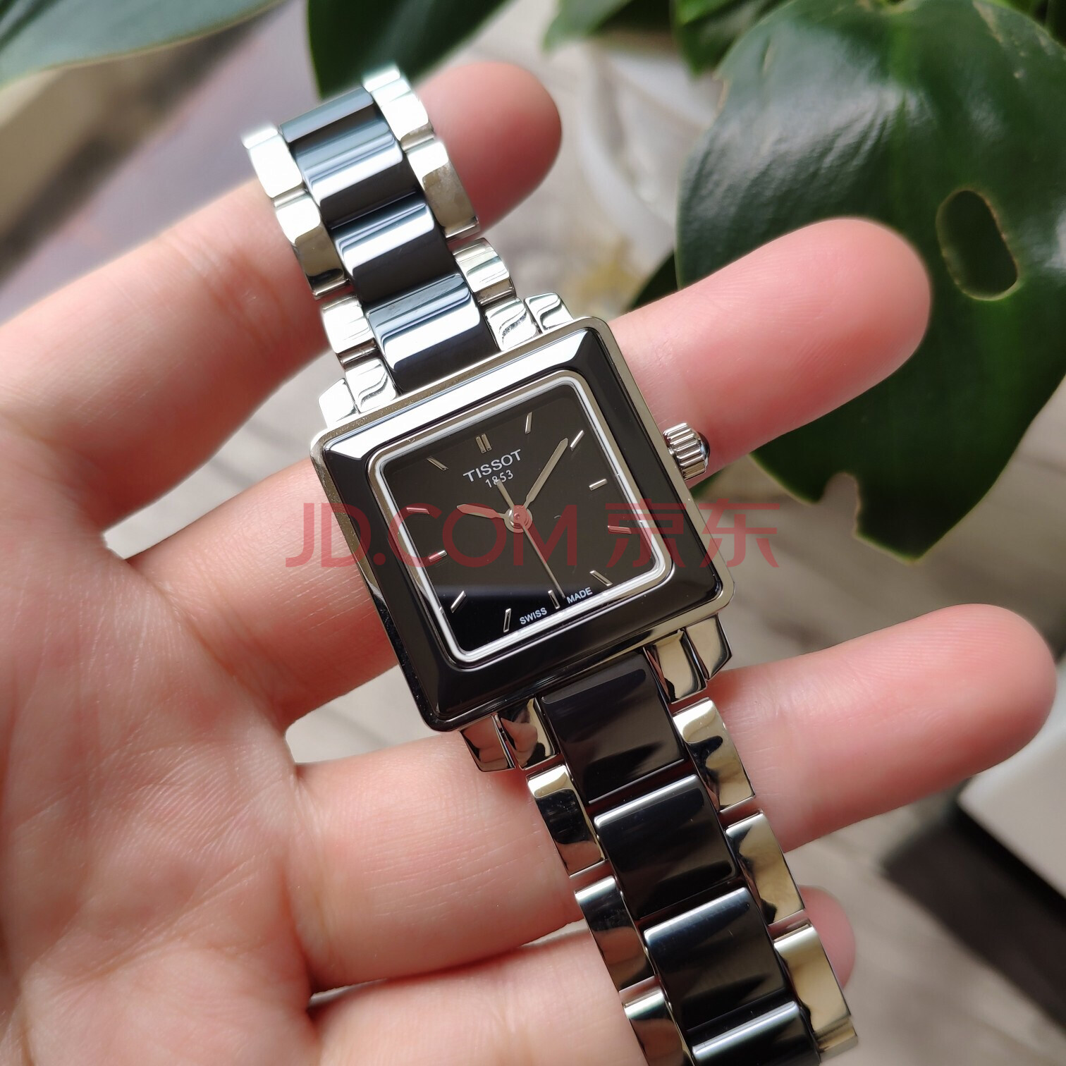 服装百货天梭t064陶瓷方形石英女表一块黑色陶瓷款正品61包邮标8