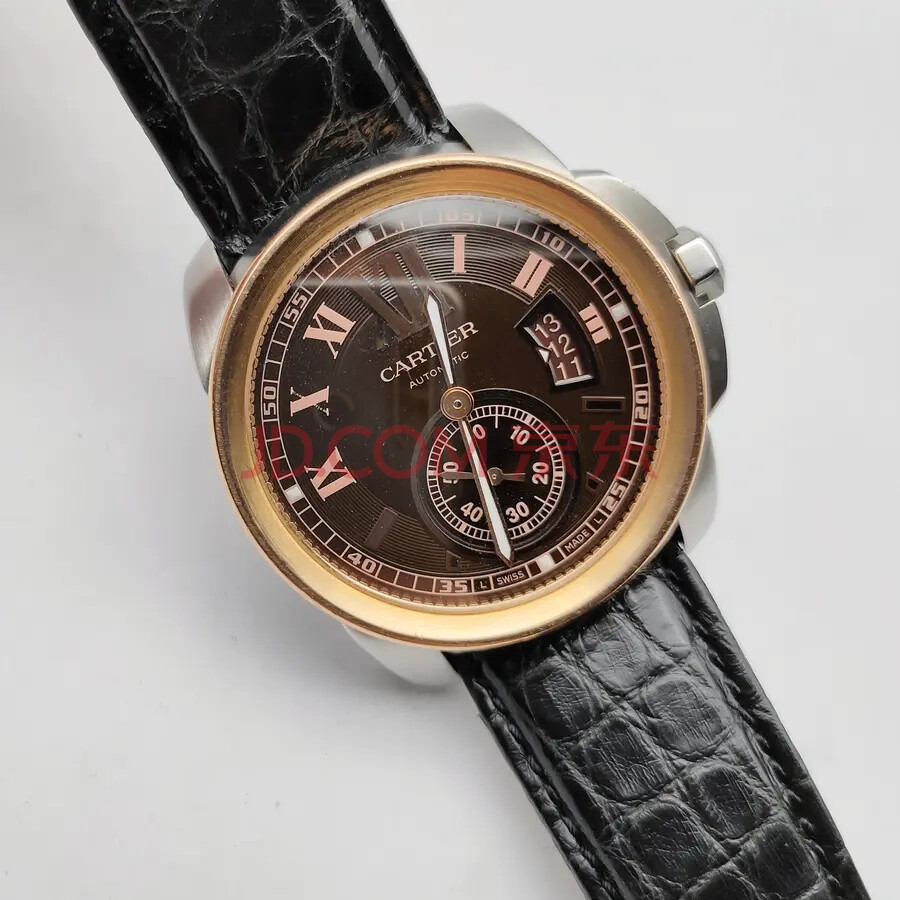 服装百货卡地亚卡利博系列男款机械表42mm表径棕色表盘假一赔十包邮