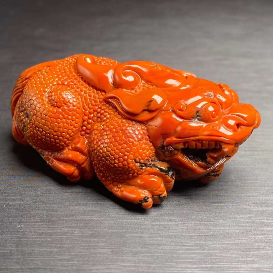 145战国红貔貅玛瑙摆件茶宠手把件f7